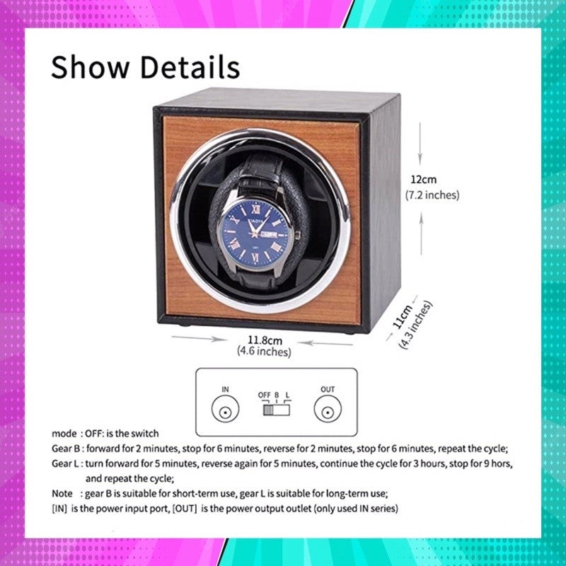 Watch winder กล่องนาฬิกาอัตโนมัติ (แบบ 1 เรือน) + สายชาร์จ จัดส่งภายใน 24 hr
