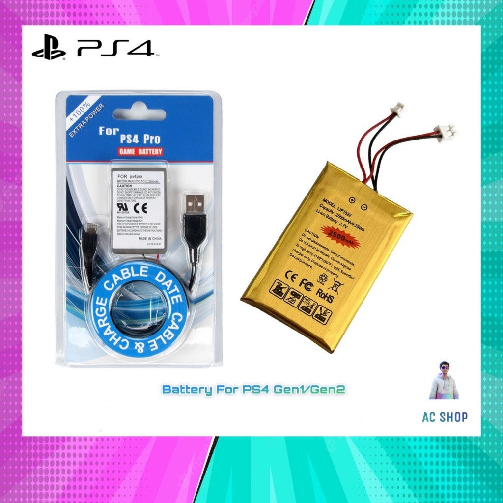 แบตเตอรี่จอย PS4 Gen1, Gen2 พร้อมสายชาร์ท USB และแบบเพิ่มความจุ จัดส่งภายใน 24 ชั่วโมง