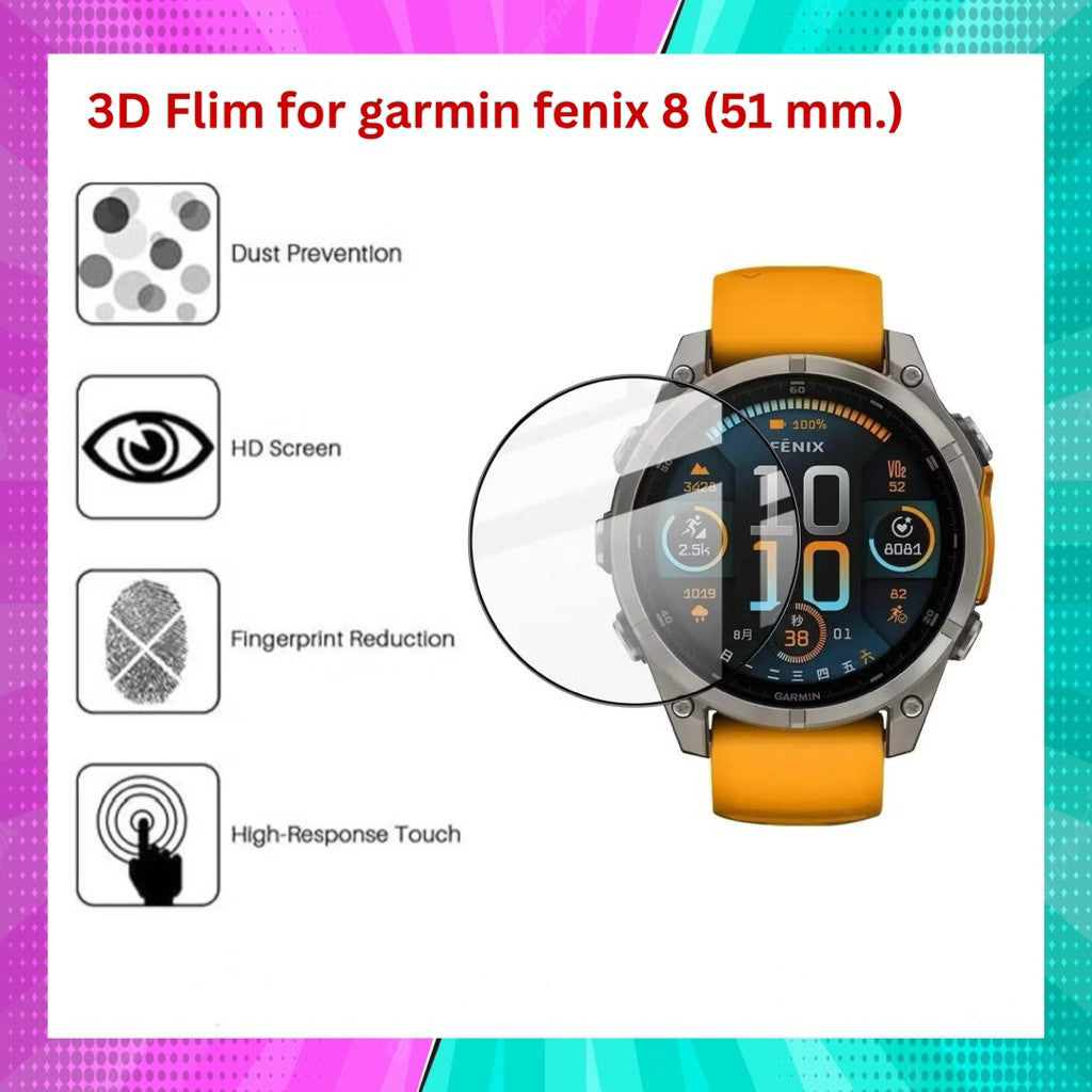 ฟิล์ม 3D สําหรับ Garmin Fenix 8(43/47/51 mm)/7S/7/7X/6S/6/6X/Epix pro 2(42/47/51 mm) สินค้าในไทย จัดส่งภายใน 24 ชั่วโมง